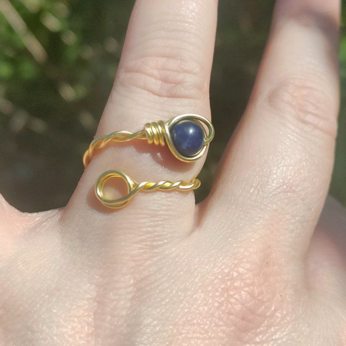 Bague Dumortierite torsadé 