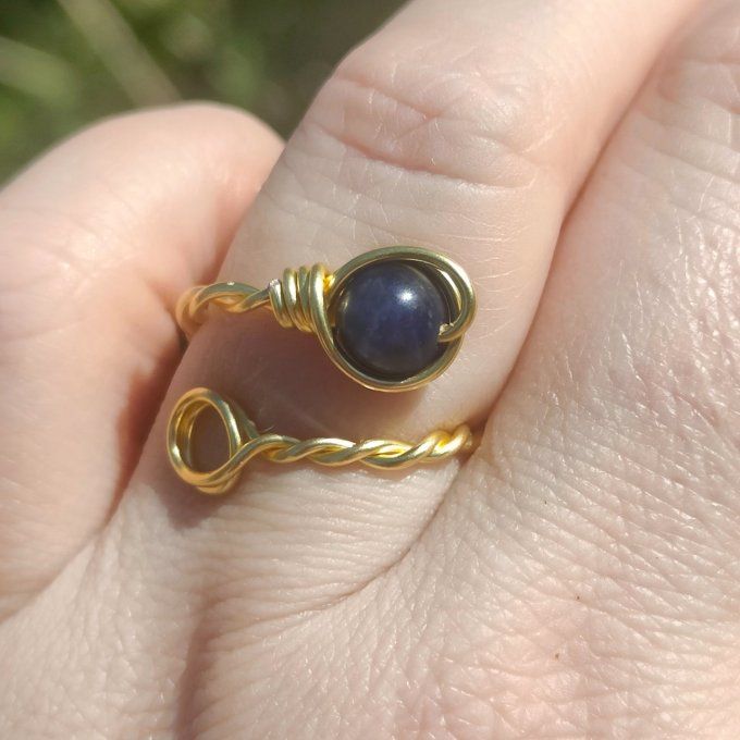 Bague Dumortierite torsadé 