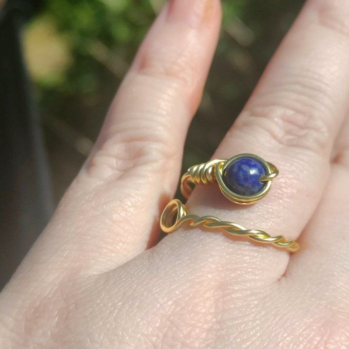 Bague torsadé lapis lazuli 