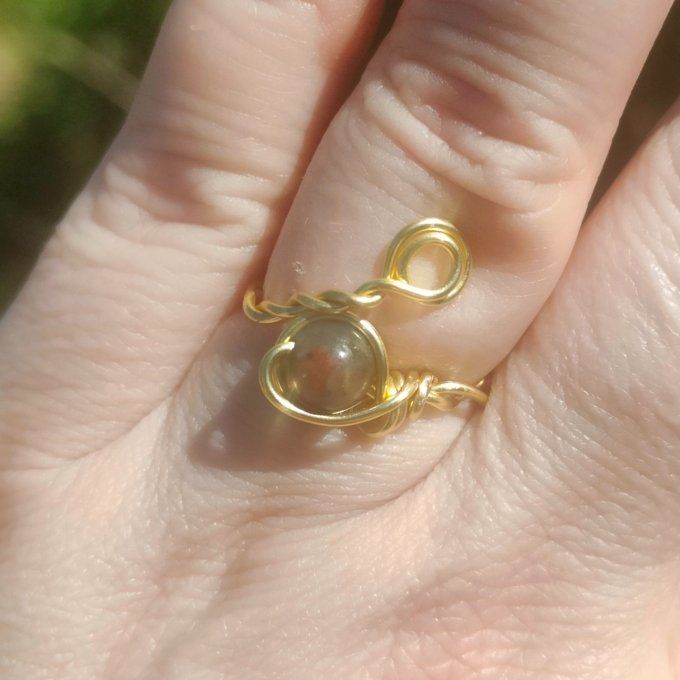 Bague torsadé jaspe heliotrope