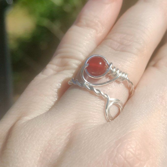 Bague torsadé cornaline 