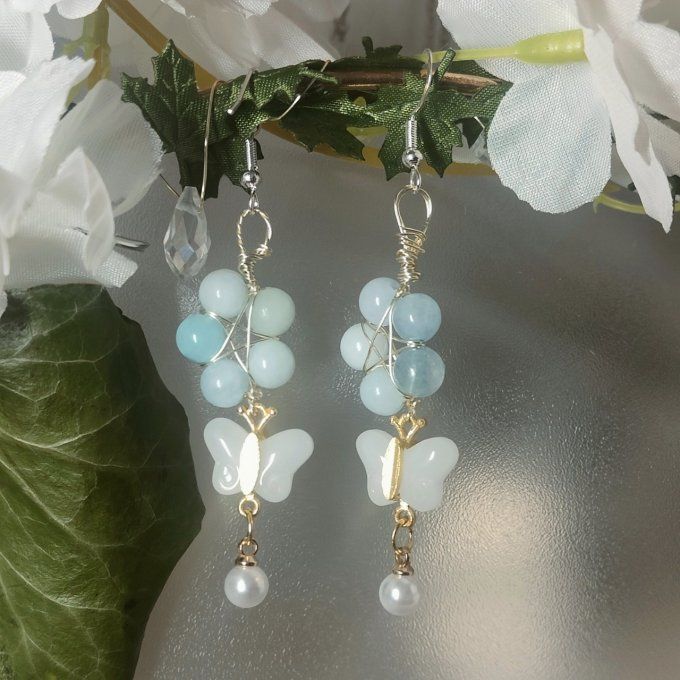 Boucle perles de papillon a composer acompte