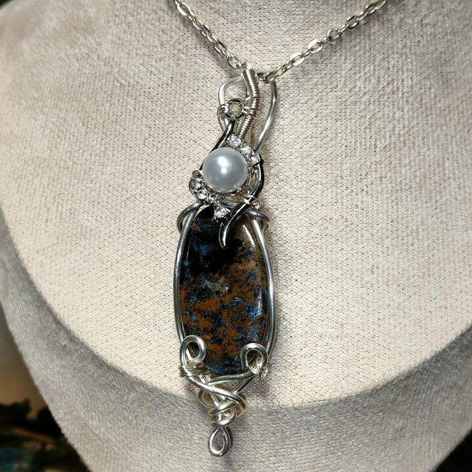 Amulette pietersite  dorée ✨pierre des tempêtes ✨