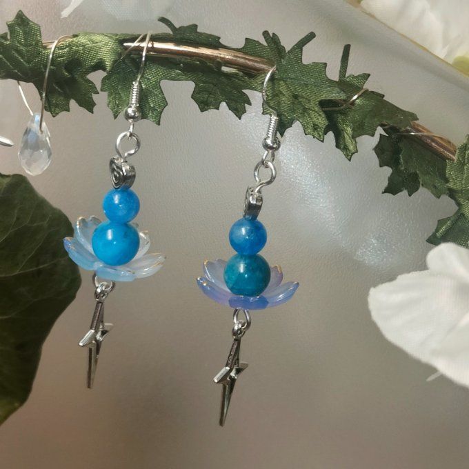 Boucle Fleur Apatite bleu 