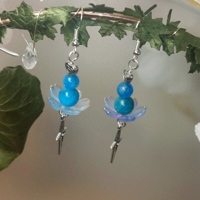 Boucle Fleur Apatite bleu 