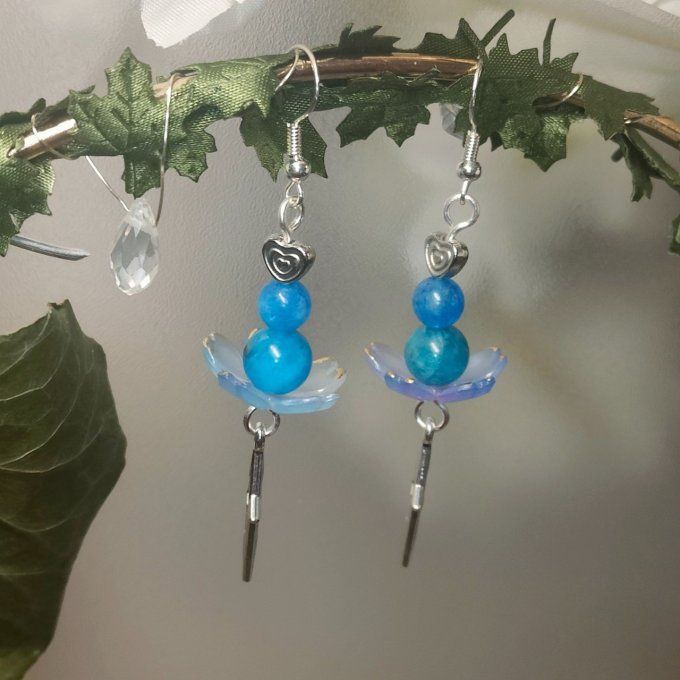 Boucle Fleur Apatite bleu 