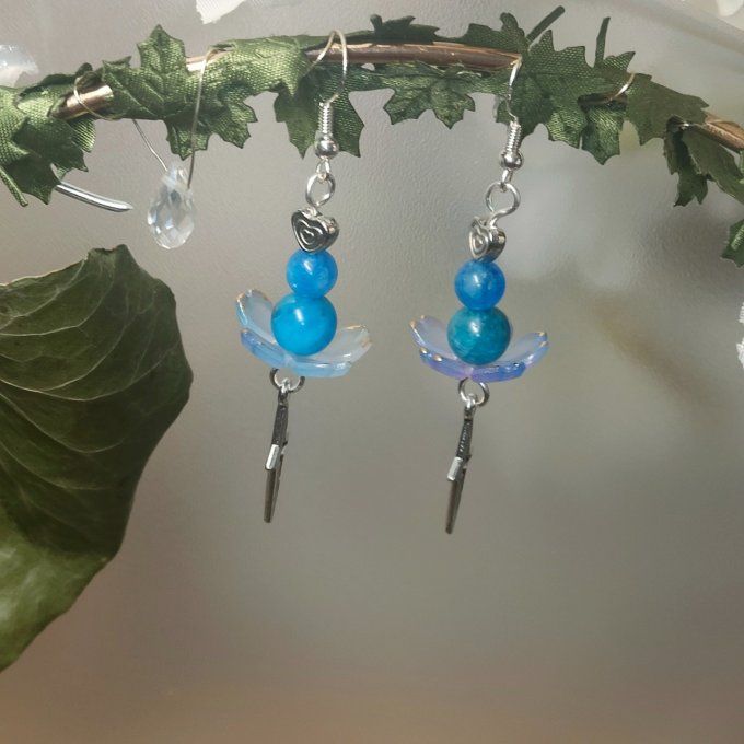 Boucle Fleur Apatite bleu 
