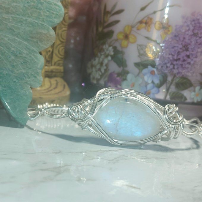 Bracelet torsade ✨Péristérite -pierre de lune 