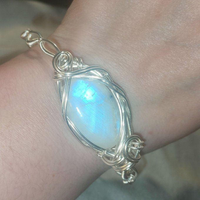 Bracelet torsade ✨Péristérite -pierre de lune 