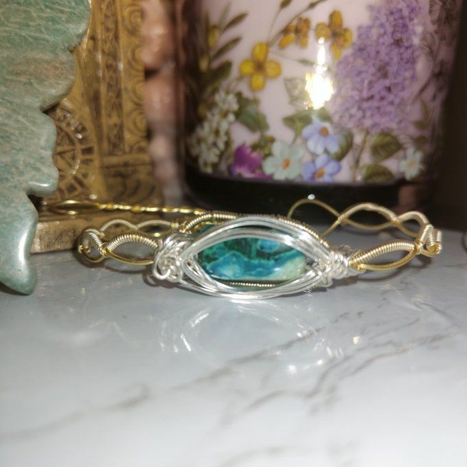 Bracelet torsade ✨ Chrysocolle Malachite : Paix, Guérison et Protection ✨ 