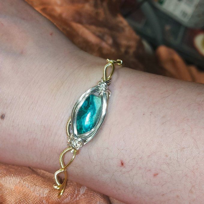 Bracelet torsade ✨ Chrysocolle Malachite : Paix, Guérison et Protection ✨ 