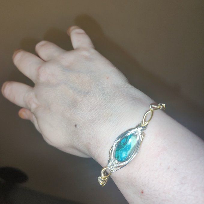 Bracelet torsade ✨ Chrysocolle Malachite : Paix, Guérison et Protection ✨ 