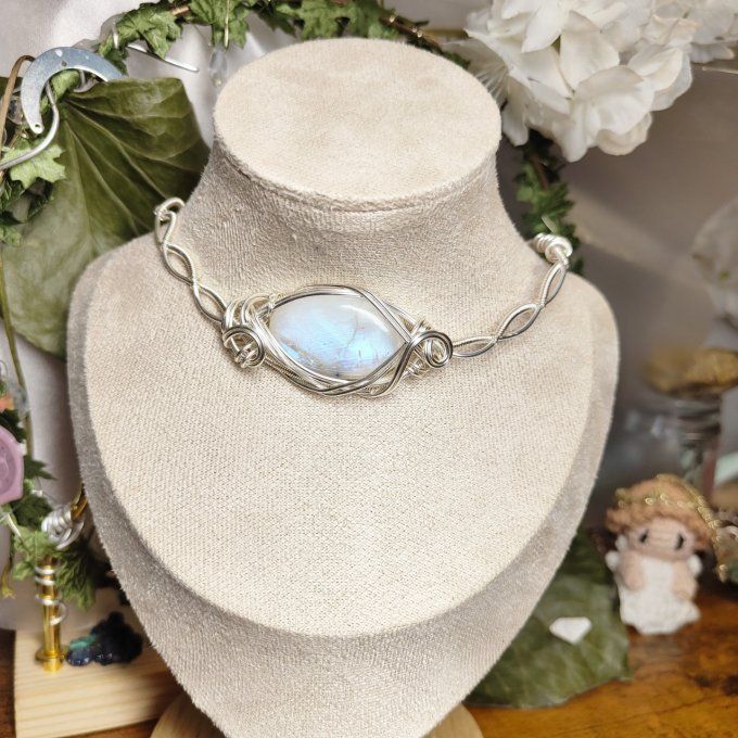 Bracelet torsade ✨Péristérite -pierre de lune 
