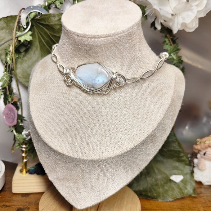 Bracelet torsade ✨Péristérite -pierre de lune 