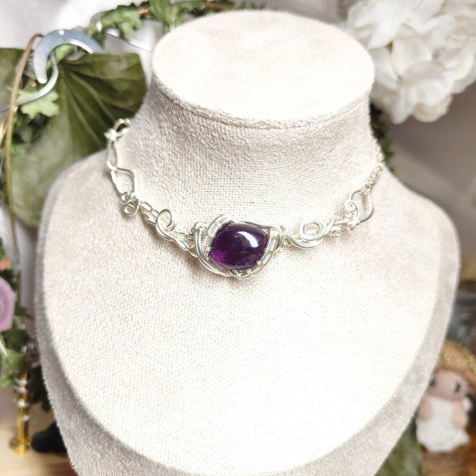 Collier Charms  Améthyste :pierre des sages ...