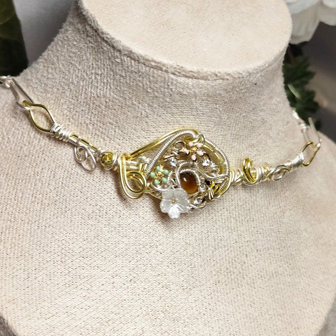 collier  Charms oeil de tigre :la pierre féline 