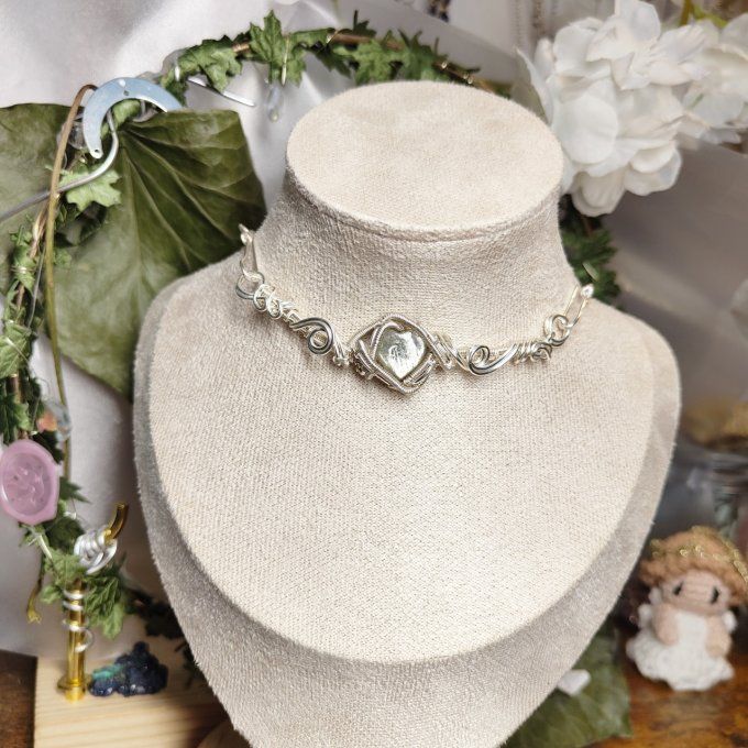Collier Charms mica doré , pierre d'or 