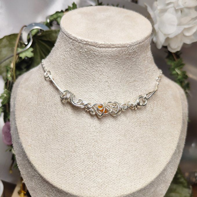 Collier Charms Opale de feu :pierre d'eveil