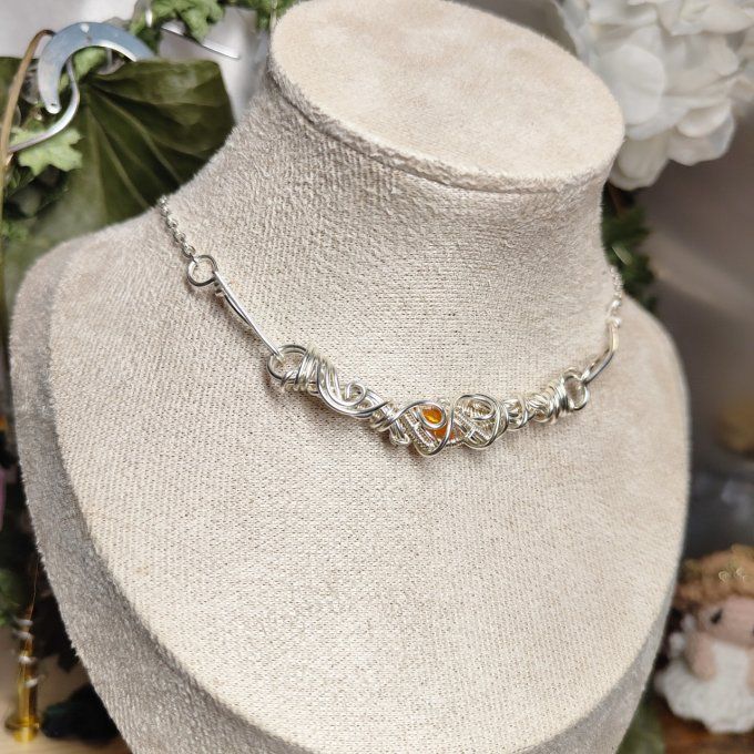 Collier Charms Opale de feu :pierre d'eveil