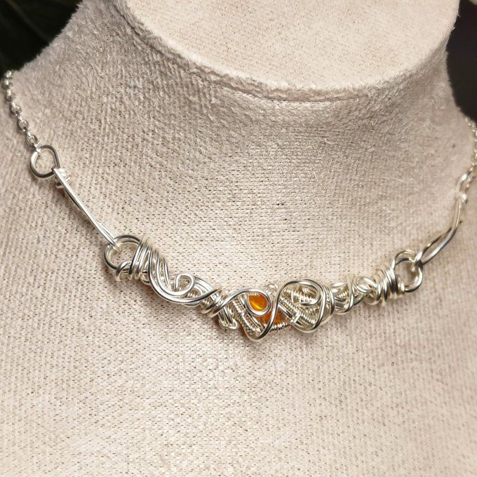 Collier Charms Opale de feu :pierre d'eveil