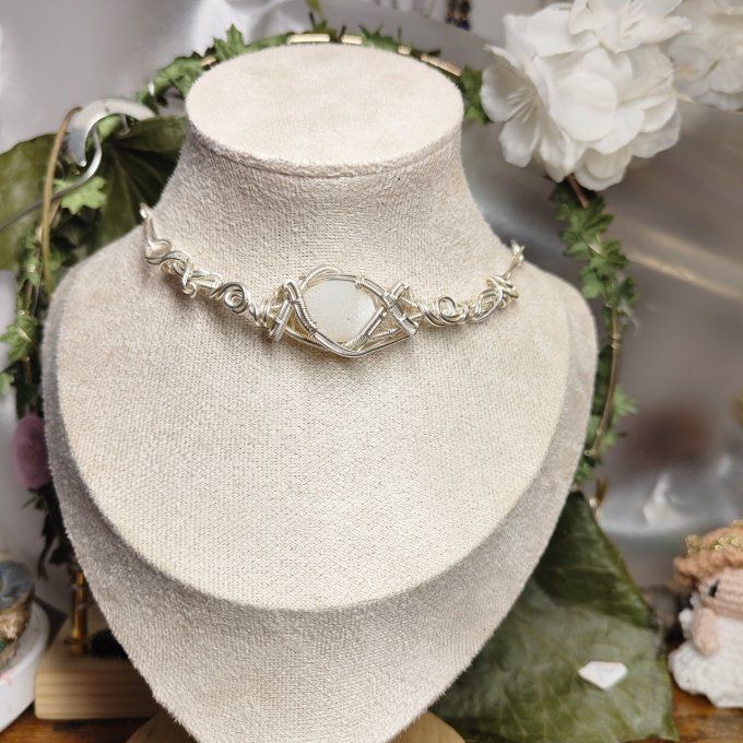 collier Charms Quartz rose étoile pierre de l'amour