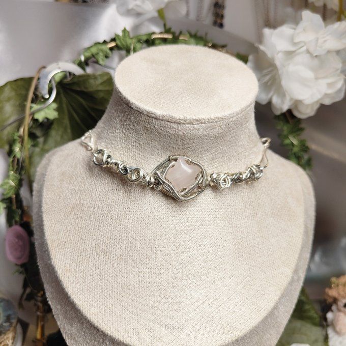 collier Charms Quartz rose étoile pierre de l'amour