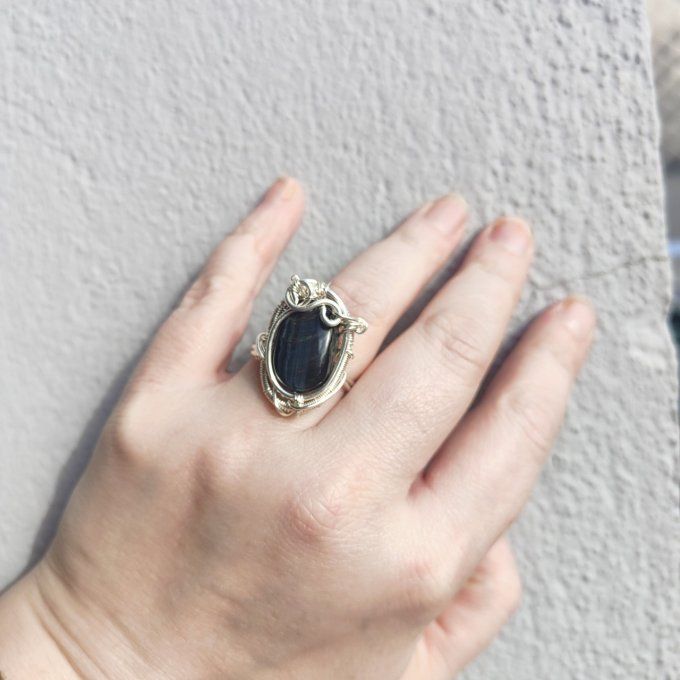 Bague ajustable -Oeil de faucon -✨clarté et vision intérieure - parpaing