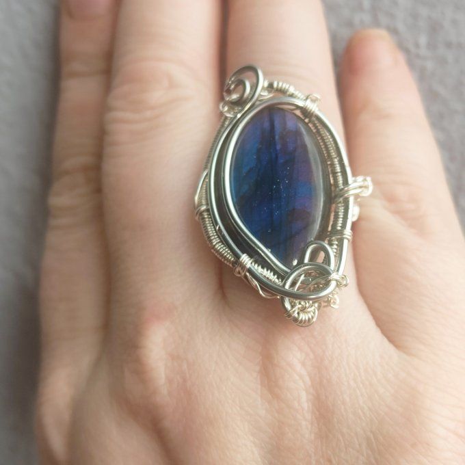 Bague Labradorite ✨ajustable  - parpaing