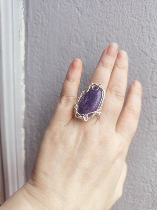 bague charoite ajustable - ✨ parpaing