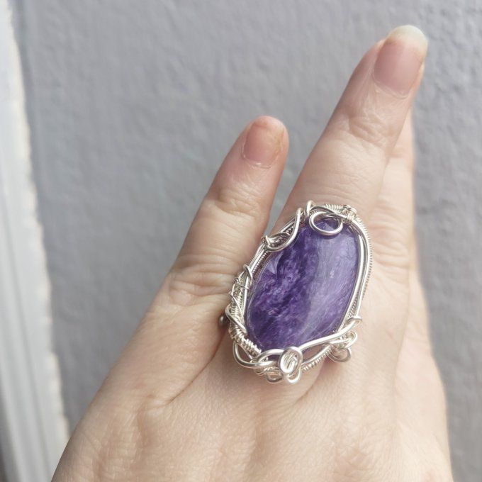 bague charoite ajustable - ✨ parpaing