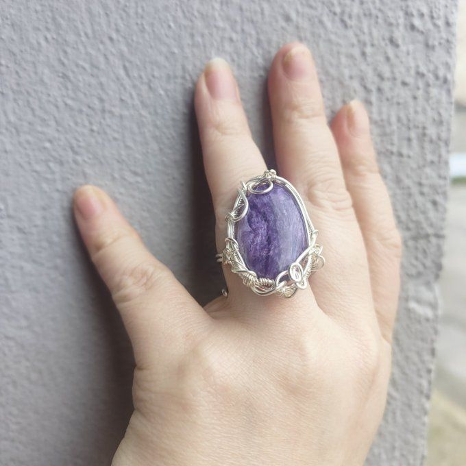 bague charoite ajustable - ✨ parpaing