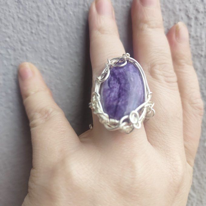 bague charoite ajustable - ✨ parpaing