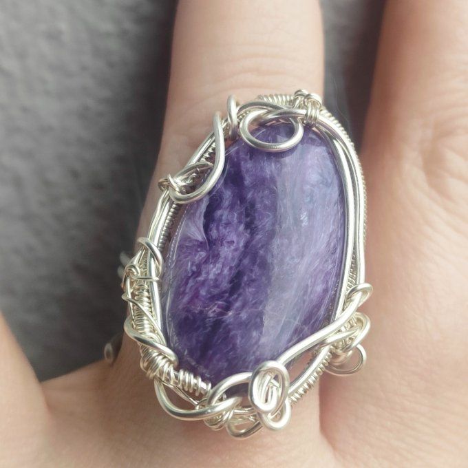 bague charoite ajustable - ✨ parpaing