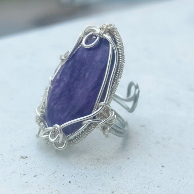 bague charoite ajustable - ✨ parpaing