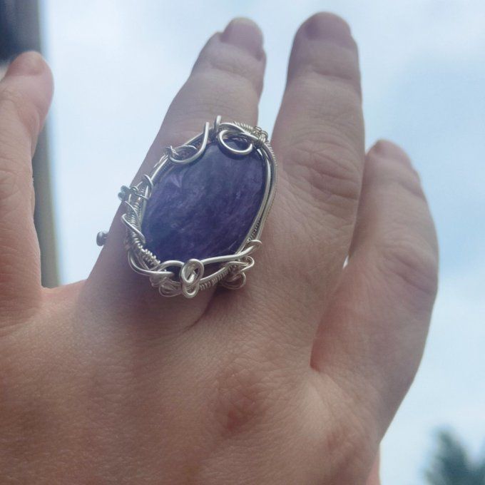 bague charoite ajustable - ✨ parpaing