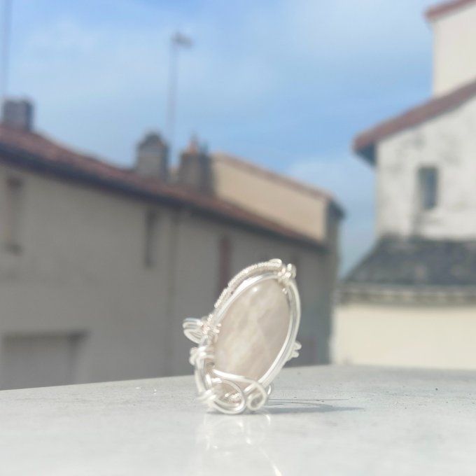 Belomorite , la pierre de lune pêche ✨ - bague parpaing
