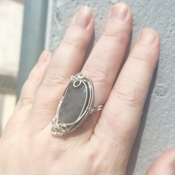 Bague obsidienne argenté ✨Sheen