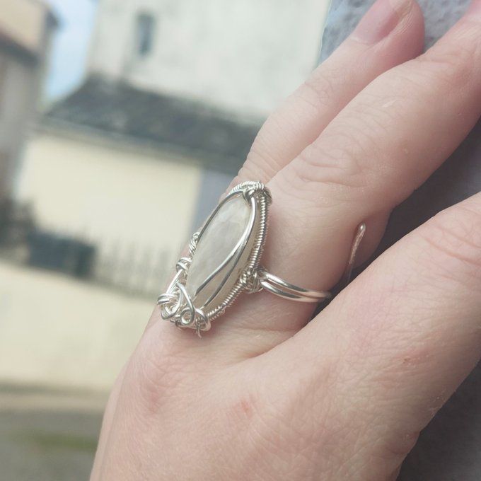 Belomorite , la pierre de lune pêche ✨ - bague parpaing