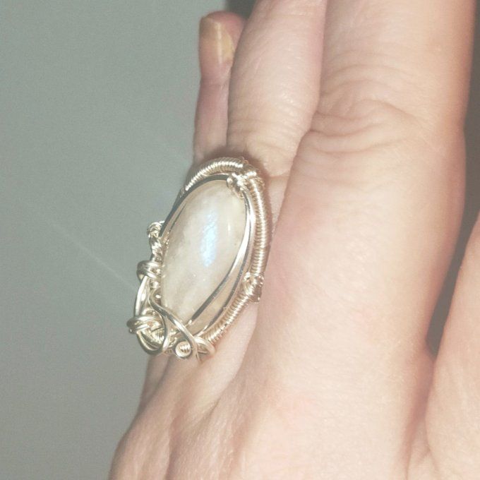 Belomorite , la pierre de lune pêche ✨ - bague parpaing