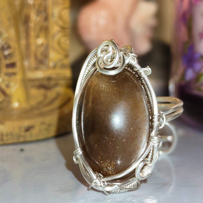 Bague parpaings ✨Pierre de soleil Lattice (heliolithe) Joie, Vitalité & Protection - visuel a venir 