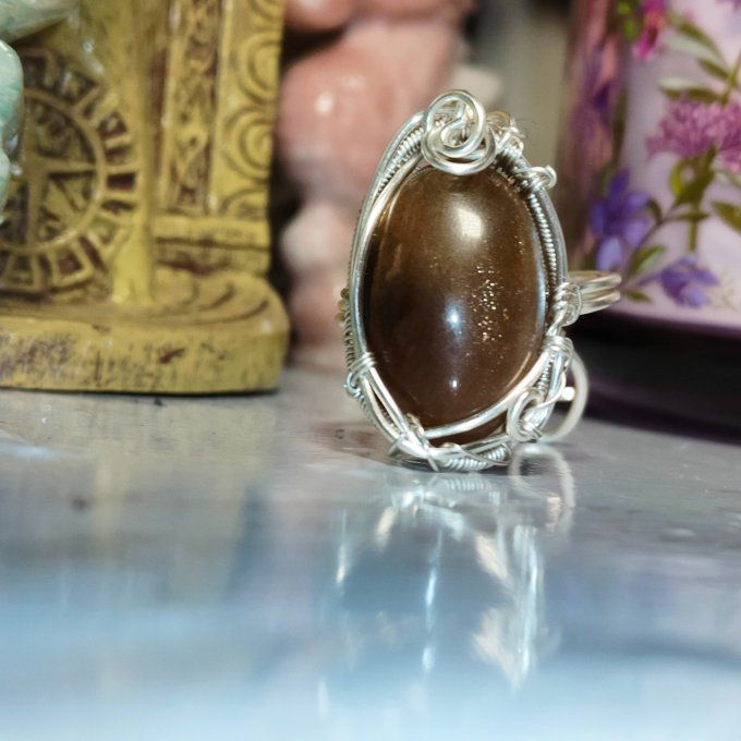 Bague parpaings ✨Pierre de soleil Lattice (heliolithe) Joie, Vitalité & Protection - visuel a venir 