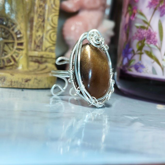 Bague parpaings ✨Pierre de soleil Lattice (heliolithe) Joie, Vitalité & Protection - visuel a venir 