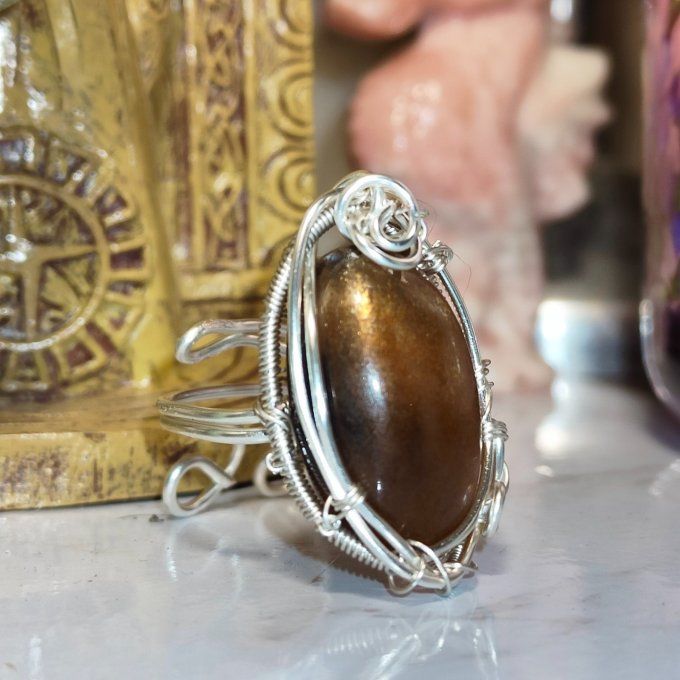 Bague parpaings ✨Pierre de soleil Lattice (heliolithe) Joie, Vitalité & Protection - visuel a venir 