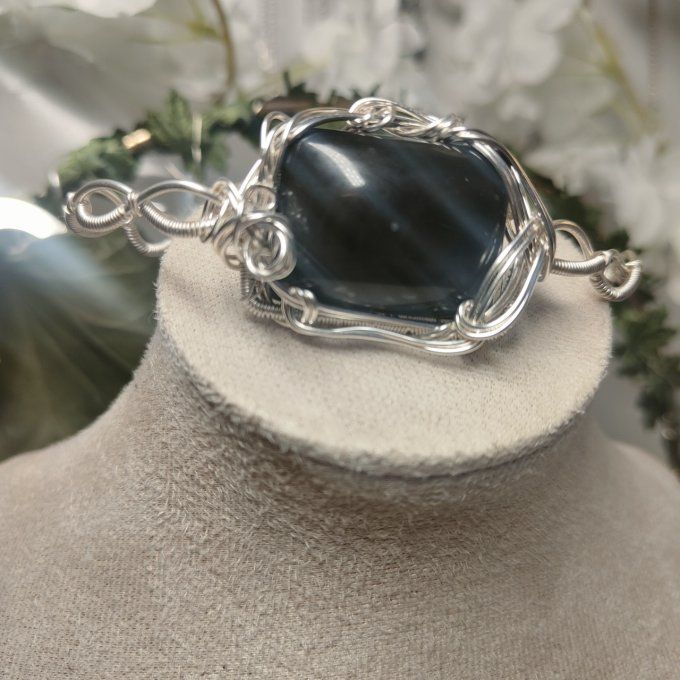 Obsidienne  Oeil Céleste et neige : Protection et Clarté Spirituelle