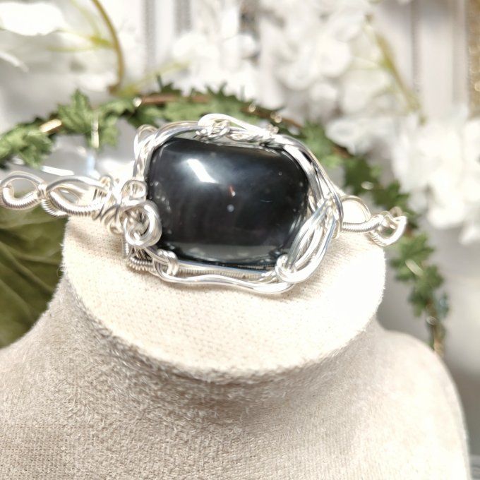 Obsidienne  Oeil Céleste et neige : Protection et Clarté Spirituelle