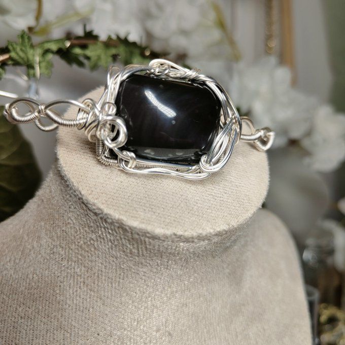Obsidienne  Oeil Céleste et neige : Protection et Clarté Spirituelle
