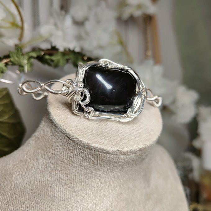 Obsidienne  Oeil Céleste et neige : Protection et Clarté Spirituelle