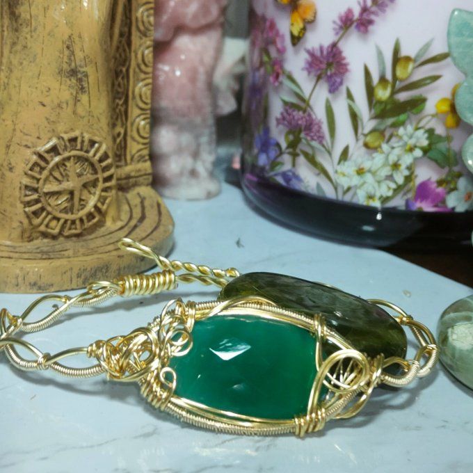 Bracelet Torsade Onyx verte -Bijou modulable ( option)