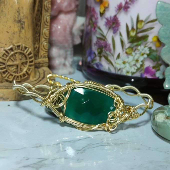 Bracelet Torsade Onyx verte -Bijou modulable ( option)