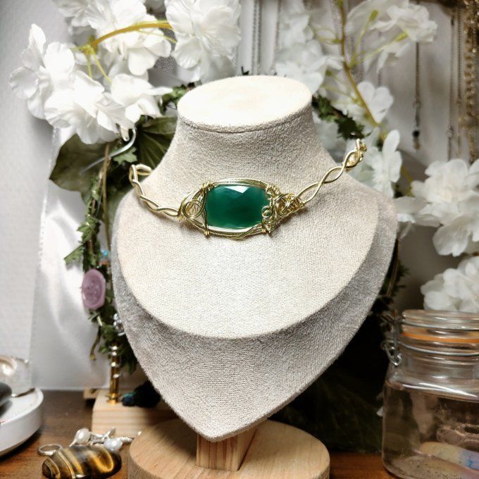 Bracelet Torsade Onyx verte -Bijou modulable ( option)